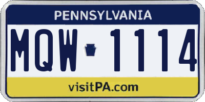 PA license plate MQW1114