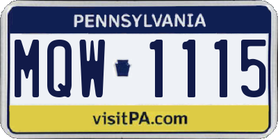 PA license plate MQW1115