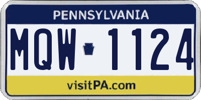 PA license plate MQW1124