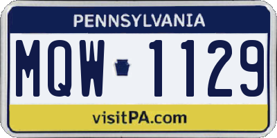PA license plate MQW1129