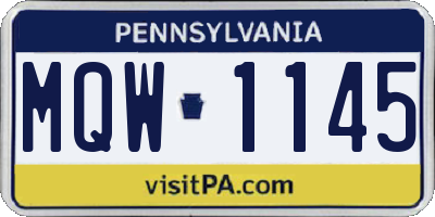 PA license plate MQW1145