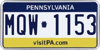 PA license plate MQW1153