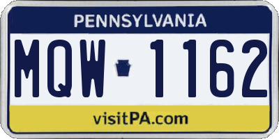 PA license plate MQW1162