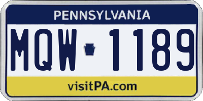 PA license plate MQW1189