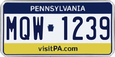PA license plate MQW1239