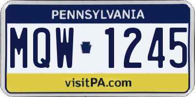 PA license plate MQW1245