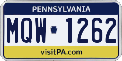 PA license plate MQW1262