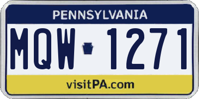 PA license plate MQW1271