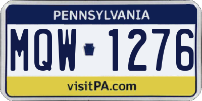 PA license plate MQW1276