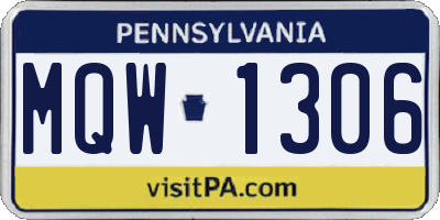 PA license plate MQW1306