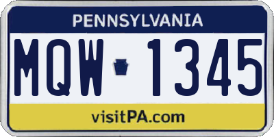 PA license plate MQW1345