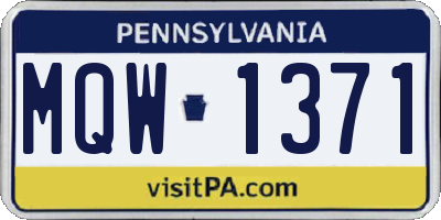 PA license plate MQW1371