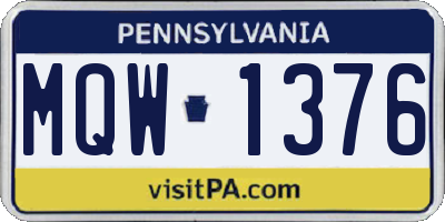 PA license plate MQW1376
