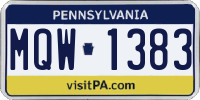 PA license plate MQW1383