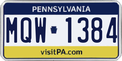 PA license plate MQW1384