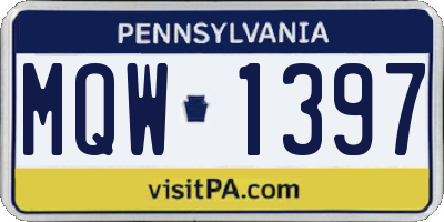 PA license plate MQW1397