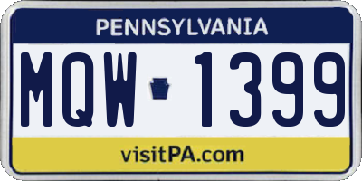 PA license plate MQW1399