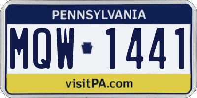 PA license plate MQW1441