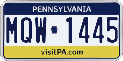 PA license plate MQW1445