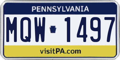 PA license plate MQW1497