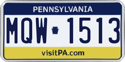 PA license plate MQW1513