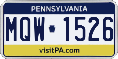 PA license plate MQW1526