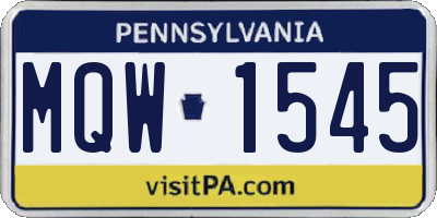 PA license plate MQW1545