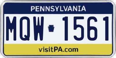 PA license plate MQW1561