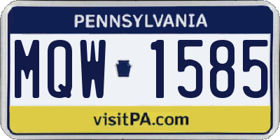 PA license plate MQW1585