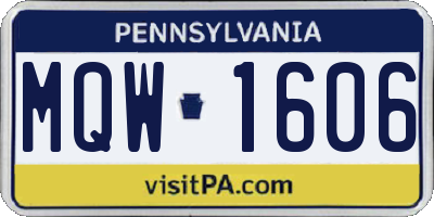 PA license plate MQW1606