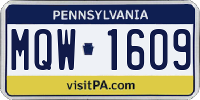PA license plate MQW1609