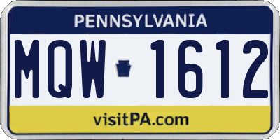PA license plate MQW1612