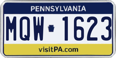 PA license plate MQW1623