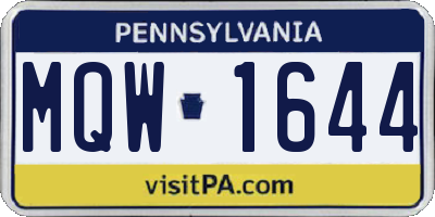 PA license plate MQW1644
