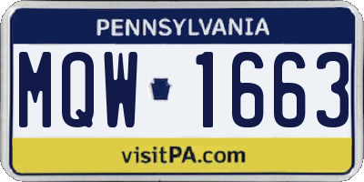 PA license plate MQW1663