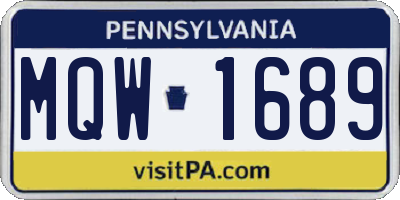 PA license plate MQW1689
