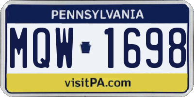 PA license plate MQW1698