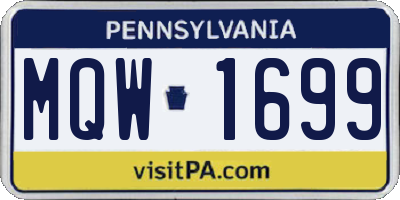 PA license plate MQW1699