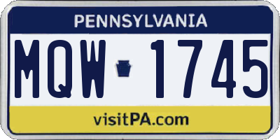 PA license plate MQW1745
