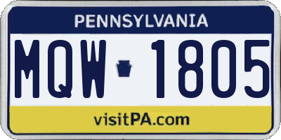 PA license plate MQW1805