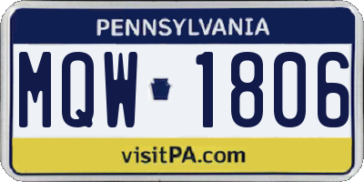 PA license plate MQW1806