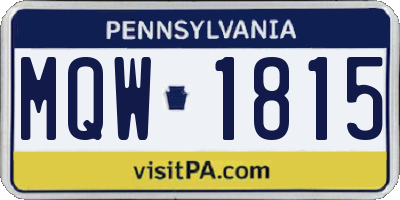 PA license plate MQW1815