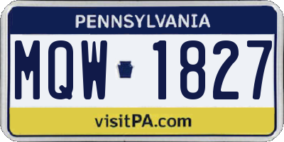 PA license plate MQW1827