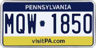 PA license plate MQW1850