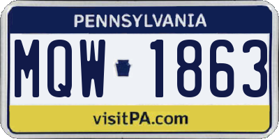PA license plate MQW1863