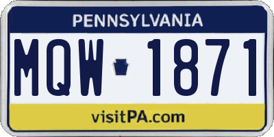 PA license plate MQW1871