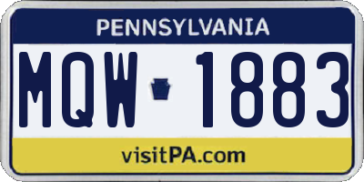 PA license plate MQW1883