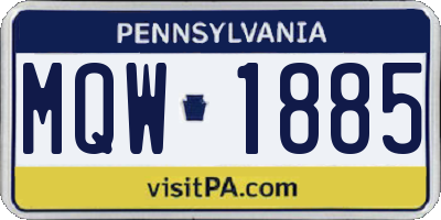 PA license plate MQW1885