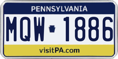 PA license plate MQW1886