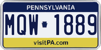 PA license plate MQW1889